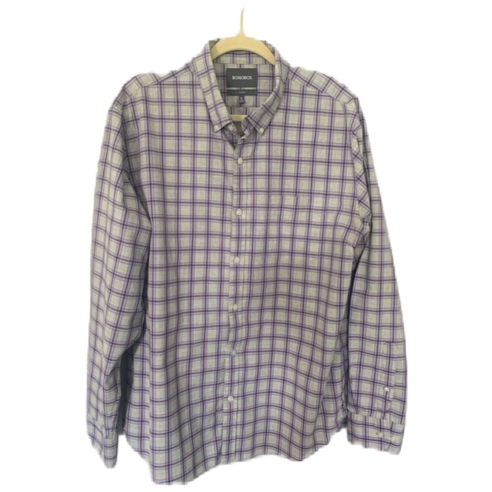 Bonobos Men’s Purple and Gray Button Down Shirt XL Slim Fit